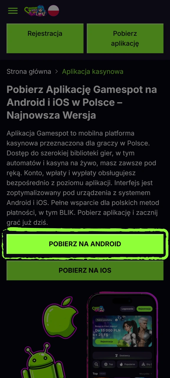 Kliknij przycisk pobierania i pobierz plik APK Gamespot na swoje urządzenie z systemem Android.