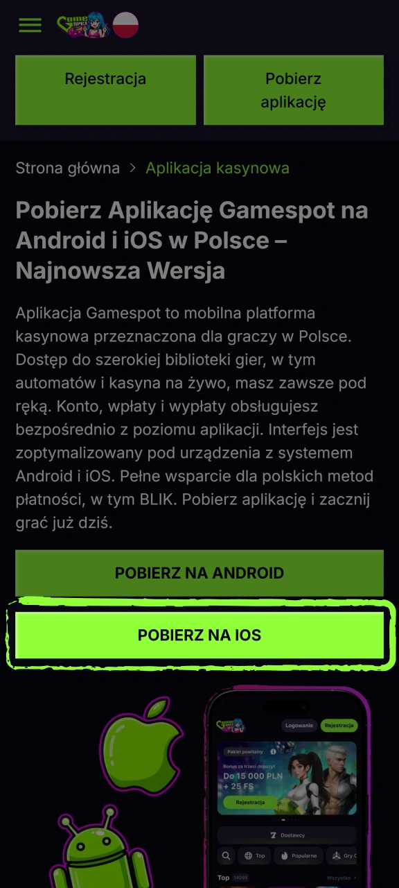 Otwórz przeglądarkę i przejdź na oficjalną stronę Gamespot, klikając przycisk.