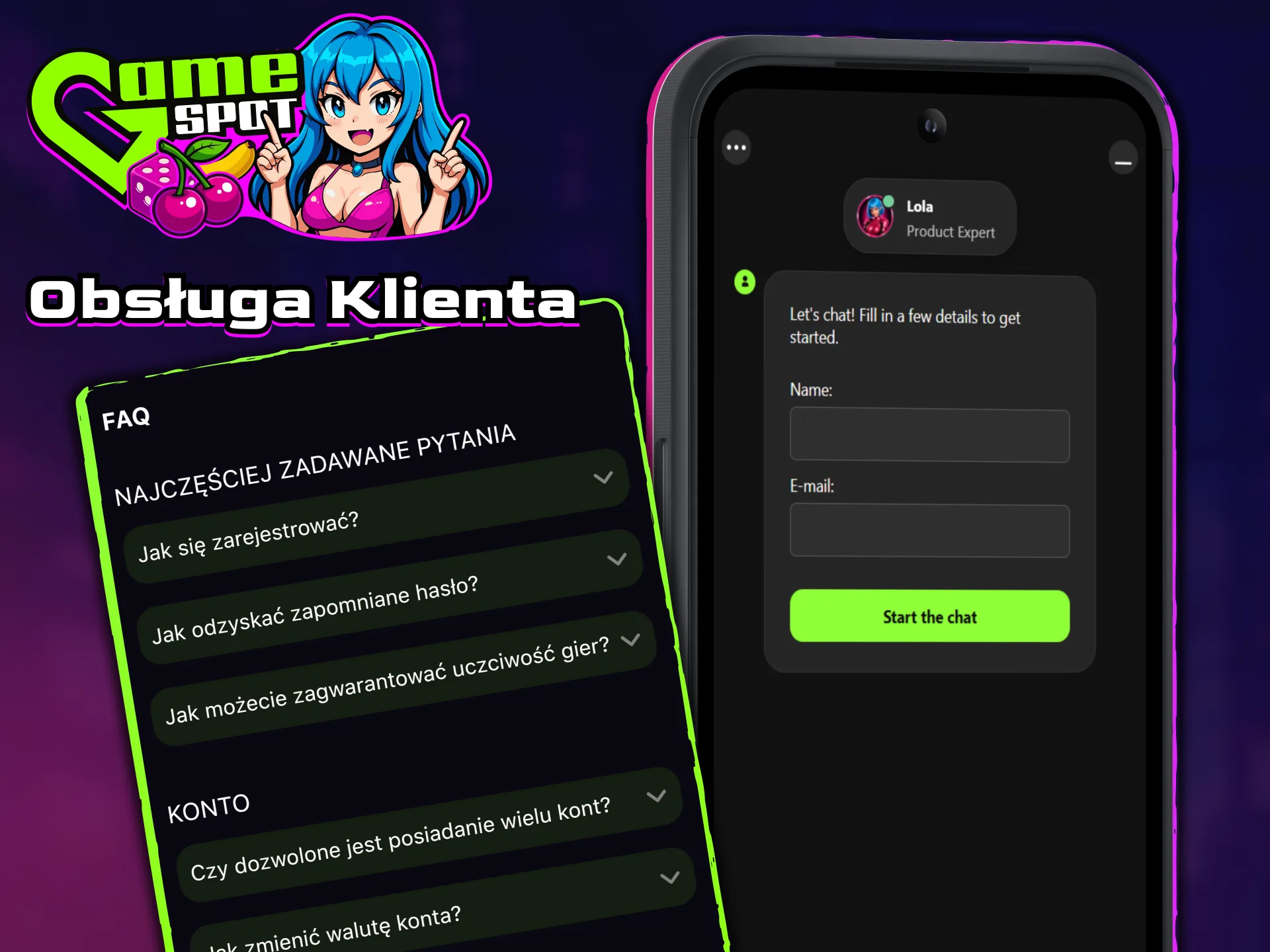 Uzyskaj natychmiastową pomoc konsultantów za pośrednictwem działu obsługi klienta w aplikacji Gamespot.