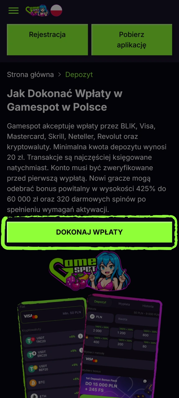 Kliknij przycisk Wpłać i zaloguj się na swój profil w serwisie Gamespot.