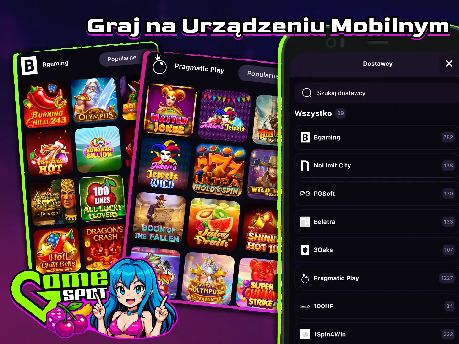 Graj w swoje ulubione automaty i gry stołowe na żywo z dowolnego miejsca, korzystając z mobilnej wersji Gamespot.