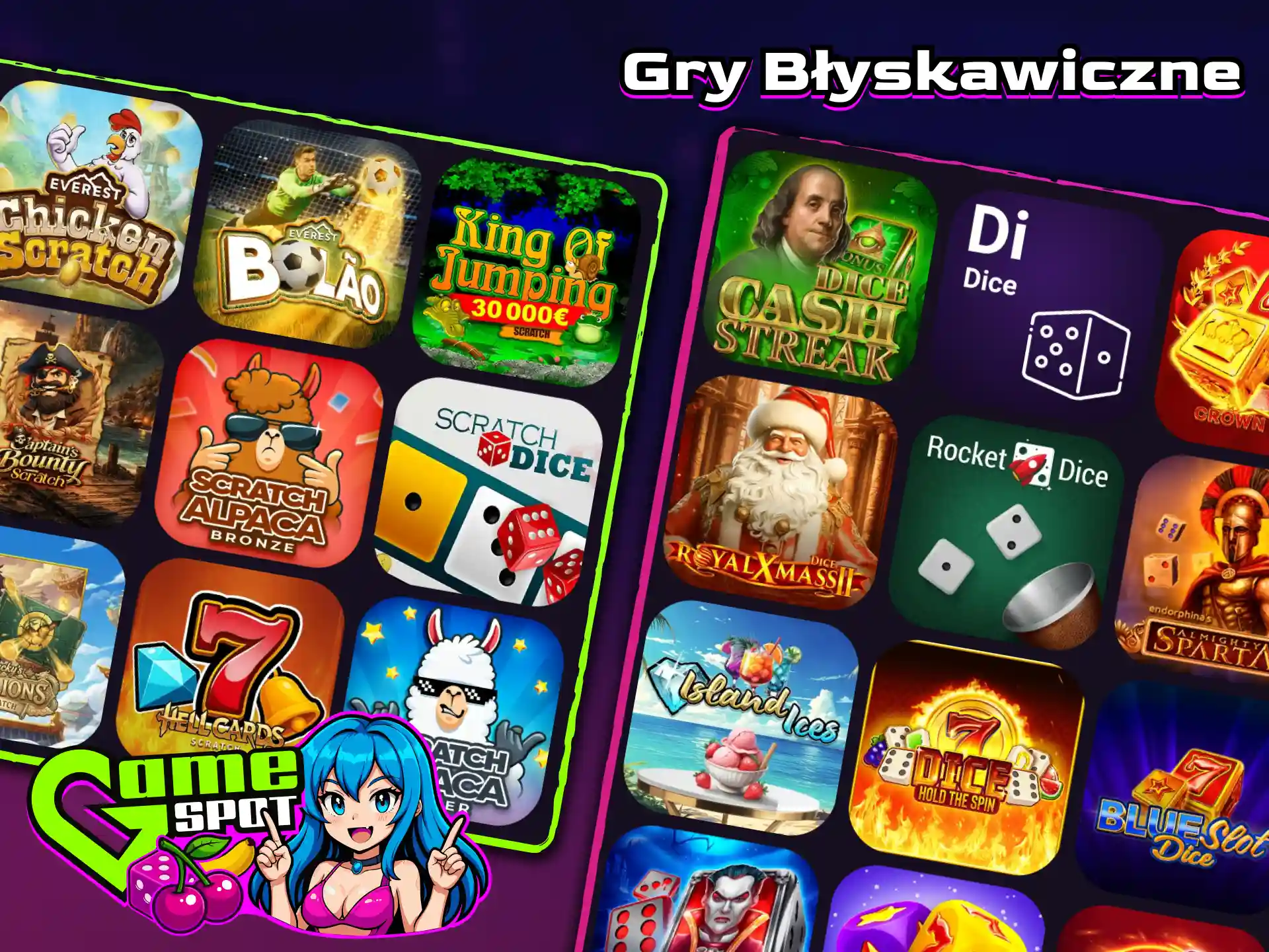Wygrywaj natychmiast w sekcji gier błyskawicznych w kasynie Gamespot.