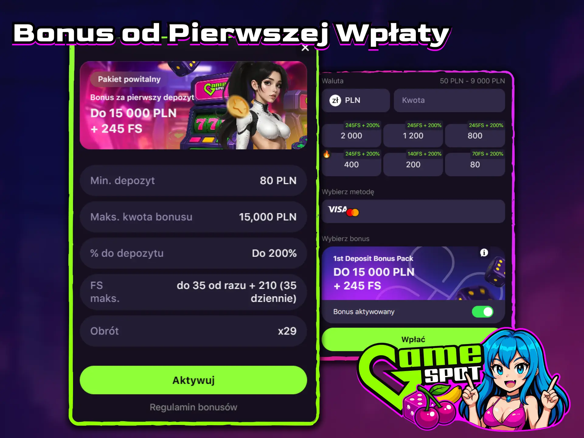 Zwiększ saldo swojego konta i aktywuj bonus od pierwszego depozytu w Gamespot.