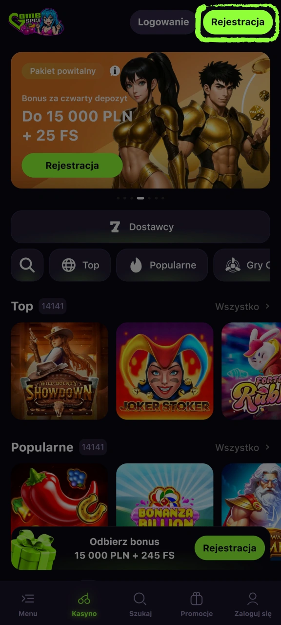 Kliknij przycisk Rejestracja i otwórz stronę rejestracji Gamespot.