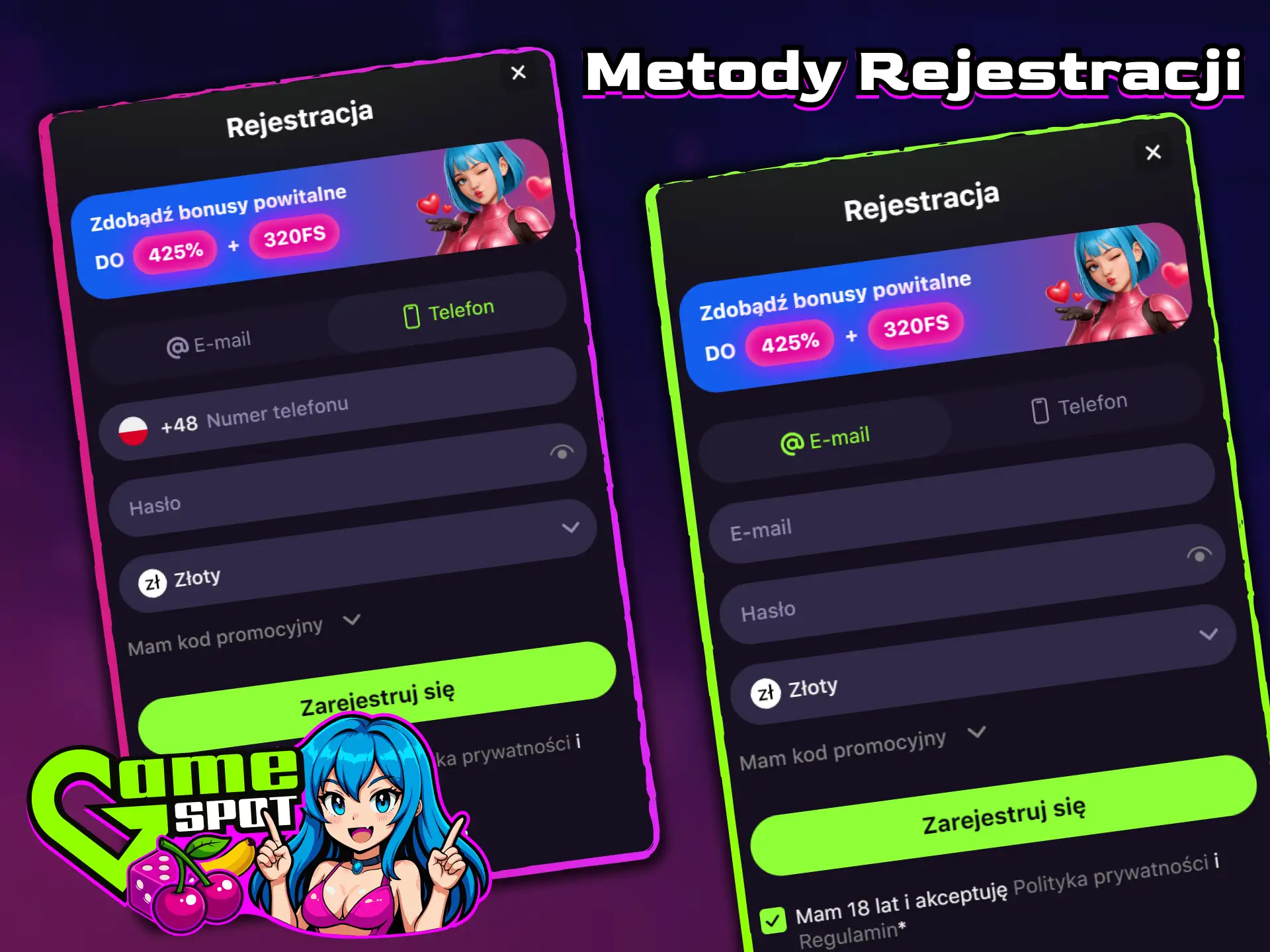 Wybierz dogodny sposób utworzenia konta w serwisie Gamespot.